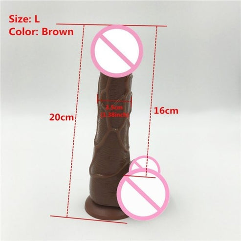 8 Inch Brown Realistic Flexible Dildo