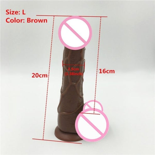8 Inch Brown Realistic Flexible Dildo